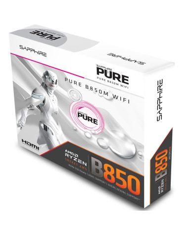 Материнская плата Sapphire B850M PURE WIFI B850, AM5, 4*DDR5, 2*PCIEx16, 2*M.2, 2*TypeC, 3*USB3.2Gen2, 2*USB3.2Gen1, 6*USB2.0, 4