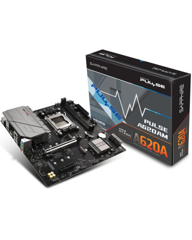 Материнская плата Sapphire A620AM PULSE A620, AM5, 2*DDR5, 1*PCIEx16, 1*PCIEx4, 2*M.2, 4*USB3.2Gen1, 6*USB2.0, 4*SATA3.0, 1G, DP