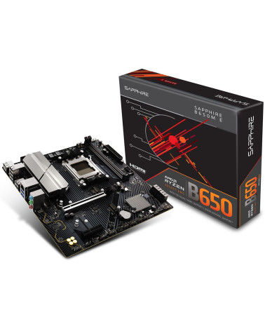 Материнская плата Sapphire B650M-E B650, AM5, 2*DDR5, 1*PCIEx16, 1*PCIEx4, 2*M.2, 4*USB3.2Gen1, 10*USB2.0, 4*SATA3.0, 2.5G, DP, 
