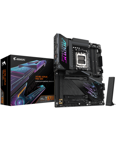 Материнская плата Gigabyte X870E AORUS PRO X3D X870E, AM5, 4*DDR5, 3*PCIEx16, 4*M.2, 2*TypeC, 5*USB3.2Gen2, 7*USB3.2Gen1, 4*USB2