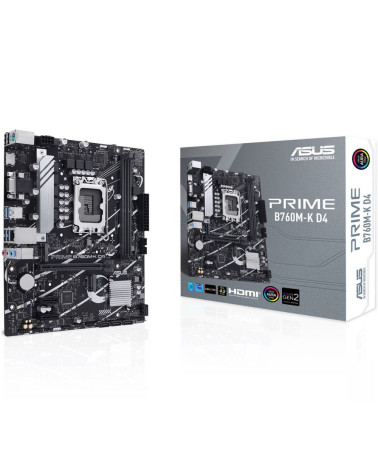 Материнская плата ASUS PRIME B760M-K D4 LGA1700 mATX 2xDDR4 PCIEx16 2xPCIEx1 2xM.2 HDMI VGA 2.5GLAN