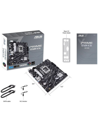 Материнская плата ASUS PRIME B760M-K D4 LGA1700 mATX 2xDDR4 PCIEx16 2xPCIEx1 2xM.2 HDMI VGA 2.5GLAN