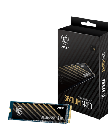 Твердотельный накопитель SSD MSI M.2 2280 1TB SPATIUM M450 Client  S78-440L0M0-P83, PCIe Gen4x4 with NVMe,  3D TLC, R/ W 3400/ 2