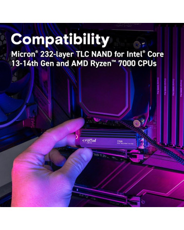 Твердотельный накопитель SSD Crucial T705 1TB PCIe Gen5 NVMe M.2 SSD with heatsink CT1000T705SSD5