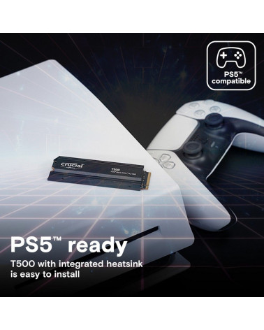 Твердотельный накопитель SSD Crucial T500 1TB PCIe Gen4 NVMe M.2 SSD with heatsink CT1000T500SSD5