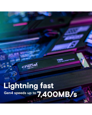Твердотельный накопитель SSD Crucial T500 1TB PCIe Gen4 NVMe M.2 SSD with heatsink CT1000T500SSD5