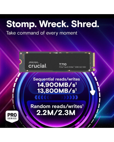 Твердотельный накопитель SSD Crucial T710 1TB PCIe Gen5 NVMe 2280 M.2 SSD CT1000T710SSD8