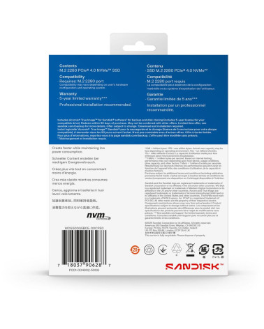 Твердотельный накопитель SSD Western Digital M.2 500GB Blue SN510 SSD WDS500G5B0E PCIe NVMe 4.0 x4