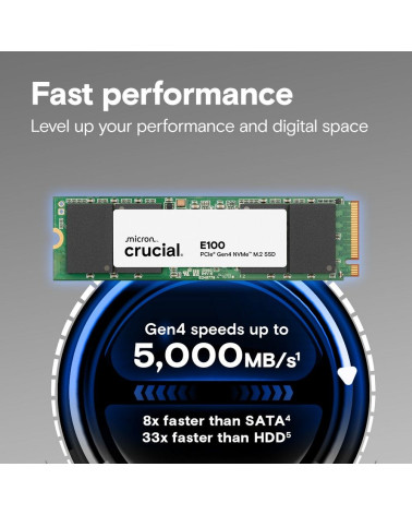 Твердотельный накопитель SSD Crucial M.2 2280 E100 PCIe 4.0 x4 2TB CT2000E100SSD8