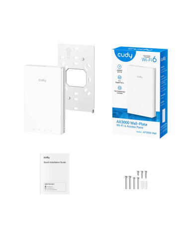 Точка доступа Wi-Fi CUDY AX3000 Gigabit Wall-Plate Wi-Fi 6 Access Point AX3000 Dual Band Wi-Fi 6 Wall Plate Access Point, Chipse