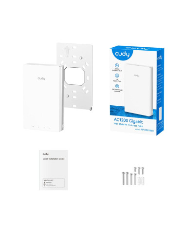 Точка доступа Wi-Fi CUDY AC1200 Gigabit Wall-Plate Access Point AC1200 Dual Band Gigabit Wall Plate Access Point,  MT7621DAN+MT7