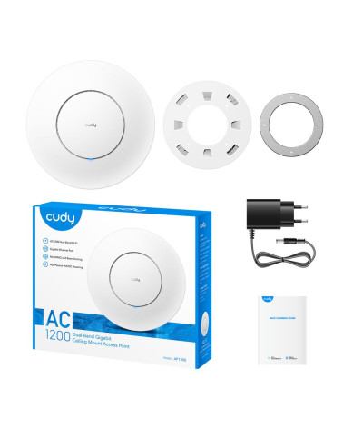 Точка доступа Wi-Fi CUDY AC1200 Wi-Fi Gigabit Access Point AC1200 Dual Band Gigabit Ceiling Mount Access Point,  MT7621DAN+MT761