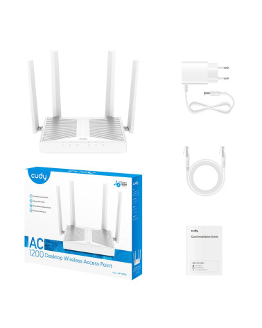 Точка доступа Wi-Fi CUDY AC1300 Wireless Desktop Access Point AC1200 Dual Band Gigabit Desktop Access Point,  MT7621+MT7613B+MT7