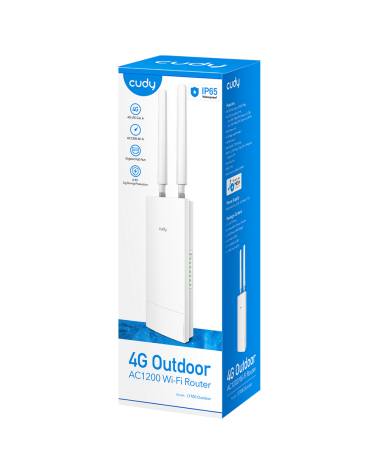 Точка доступа CUDY Outdoor 4G LTE AC1200 Wi-Fi Gigabit Router, Cat.6, 300Mbps +  867Mbps Wi-Fi, build-in 4G LTE modem, lightning