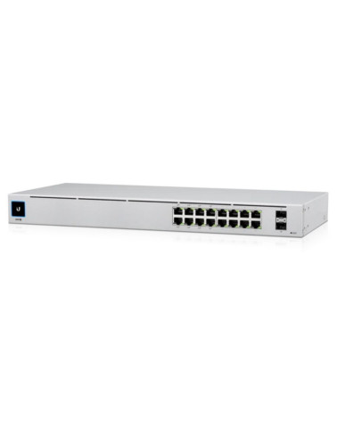 Коммутатор Ubiquiti UniFi Switch 16 PoE |USW-16-POE| Ubiquiti PoE-коммутатор в стойку, 16х 1G RJ45, 2х SFP, раздача 42 |USW-16-P