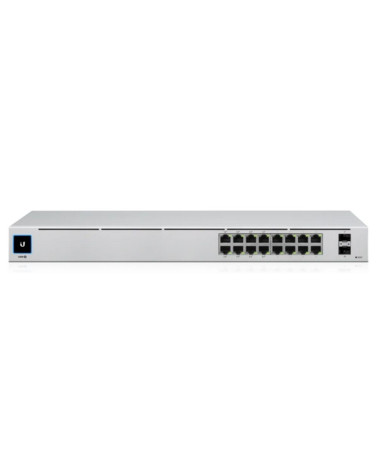 Коммутатор Ubiquiti UniFi Switch 16 PoE |USW-16-POE| Ubiquiti PoE-коммутатор в стойку, 16х 1G RJ45, 2х SFP, раздача 42 |USW-16-P