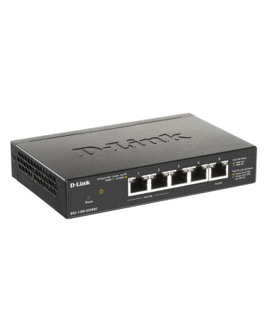 Коммутатор D-Link DGS-1100-05PDV2/A1A Настраиваемый L2 коммутатор с 5 портами 10/100/1000Base-T (2 порта PoE 802.3af, PoE-бюджет