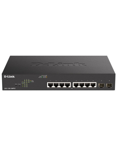 Коммутатор D-Link DGS-1100-10MPV2/A3A Настраиваемый L2 коммутатор с 8 портами 10/100/1000Base-T и 2 портами 1000Base-X SFP (8 по