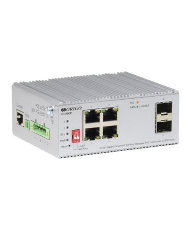 Коммутатор ORIGO OI3106P/60W/A1A Промышленный управляемый L2
PoE-коммутатор 4x1000Base-T PoE+,
2x1000Base-X SFP, PoE-бюджет 60 В