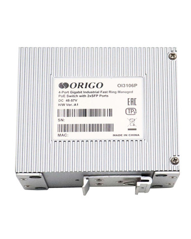 Коммутатор ORIGO OI3106P/60W/A1A Промышленный управляемый L2
PoE-коммутатор 4x1000Base-T PoE+,
2x1000Base-X SFP, PoE-бюджет 60 В
