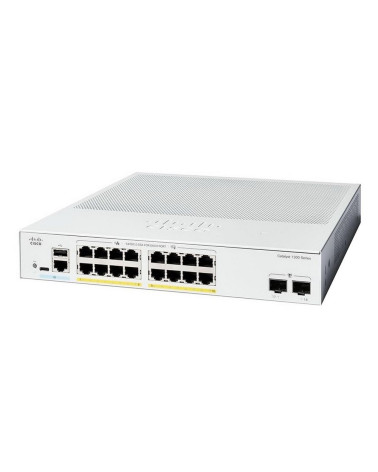 Коммутатор CISCO Catalyst 1300 16x 10/100/1000 RJ-45 PoE+, 2x 1Gb SFP uplinks, PoE+ 120W, Fanless, C1300-16P-2G