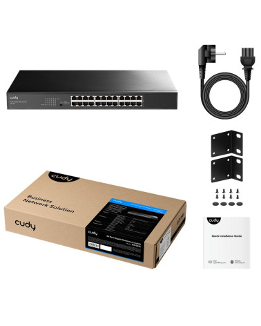 Коммутатор CUDY 24-Port Gigabit Metal Switch 19 inch  24-Port Gigabit Switch, 24 Gigabit RJ45 Ports, IGMP Snooping, Loop Detecti