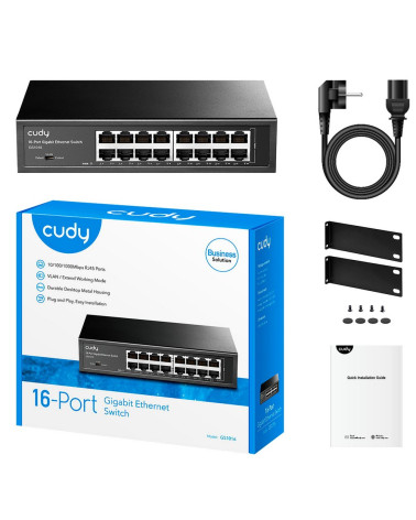 Коммутатор CUDY 16-Port Gigabit Metal Switch 16-Port Gigabit Switch, 16 Gigabit RJ45 Ports, IGMP Snooping, Loop Detection/Preven