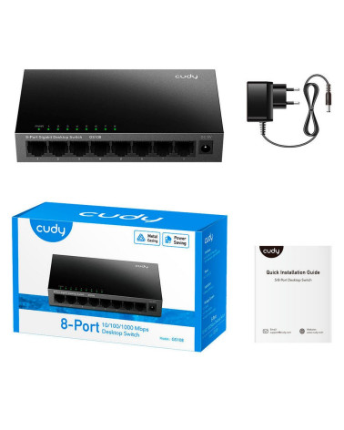 Коммутатор CUDY 8-Port Gigabit Metal  Switch 5-Port Gigabit Ethernet Switch, 5 10/100/1000M RJ45 Ports, Loop Detection, USB-C Po