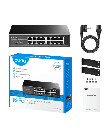 Коммутатор CUDY 16-Port 10/100 Mbps Metal Switch 16-Port 10/100 Mbps Switch, 16 10/100 Mbps RJ45 Ports, Switch/VLAN/Extend worki