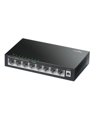 Коммутатор CUDY 8-Port 10/100 Mbps Metal Switch 8-Port 10/100 Mbps Desktop Switch, 8 10/100M RJ45 Ports, Loop Detection, Metal C