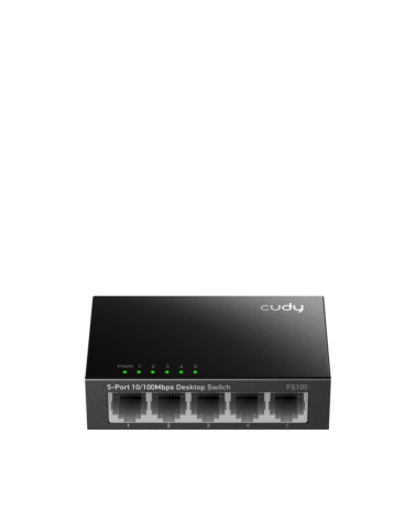Коммутатор CUDY 5-Port 10/100 Mbps Metal Switch 5-Port 10/100 Mbps Desktop Switch, 5 10/100M RJ45 Ports, Loop Detection, Metal C
