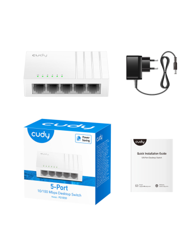 Коммутатор CUDY 5-Port 10/100 Mbps Desktop Switch 5-Port 10/100 Mbps Desktop Switch, 5 10/100M RJ45 Ports, Loop Detection, Deskt