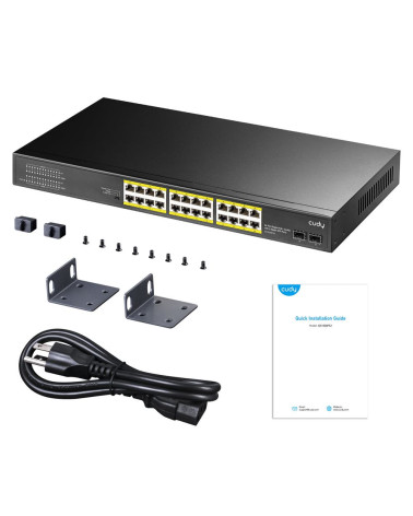 Коммутатор CUDY 24-Port Gigabit PoE+ Switch with 2 SFP ports 300W 24-10/100/1000 BASE-T Gigabit ports, 19-inch, 2-1000 BASE-X SF