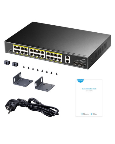 Коммутатор CUDY 24-Port Gigabit PoE+ Switch with 2 Uplink Gigabit Ports and 2 Gigabit SFP Slots 300W 24-10/100/1000 BASE-T Gigab
