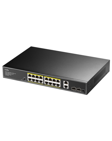 Коммутатор CUDY 16-Port Gigabit PoE+ Switch with 2 Uplink Gigabit Ports and 2 Gigabit SFP Slots 200W 16-10/100/1000 BASE-T Gigab
