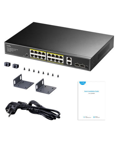 Коммутатор CUDY 16-Port Gigabit PoE+ Switch with 2 Uplink Gigabit Ports and 2 Gigabit SFP Slots 200W 16-10/100/1000 BASE-T Gigab