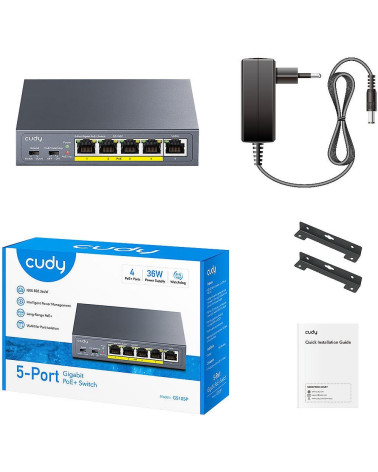 Коммутатор CUDY  GS105P  5-Port Gigabit PoE+ Switch 36W