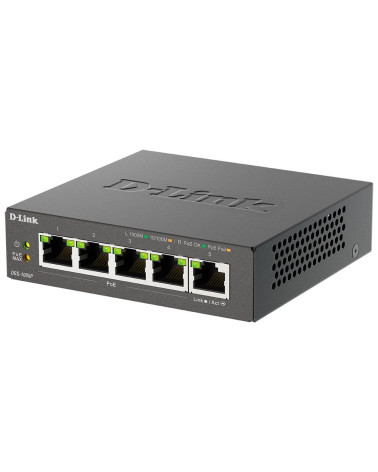 Коммутатор D-Link DGS-1005P/B3A с 5 портами 10/100/1000Base-T (4 порта PoE 802.3af/at, PoE‑бюджет 60 Вт)