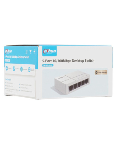 Коммутатор Dahua 5-port 10/100M RJ45 Non-PoE Switch, Plastic case