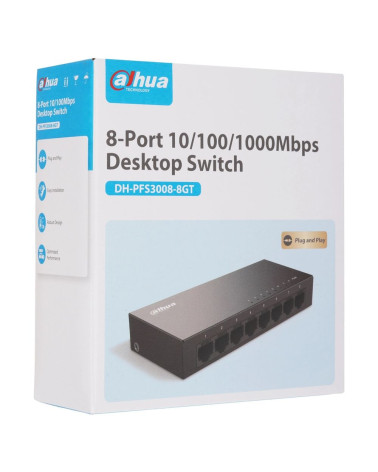 Коммутатор Dahua 8-port Gigabit RJ45 Non-PoE Switch, Metal case
