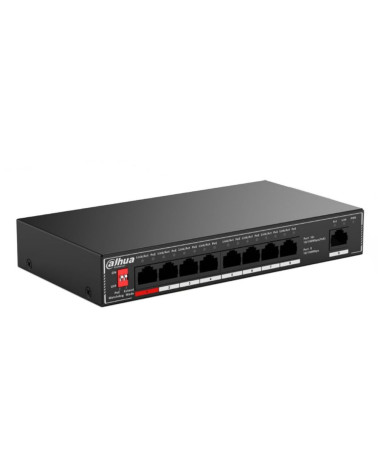 Коммутатор Dahua 9-port 10/100M RJ45 8-port PoE Switch, 96W, Metal case