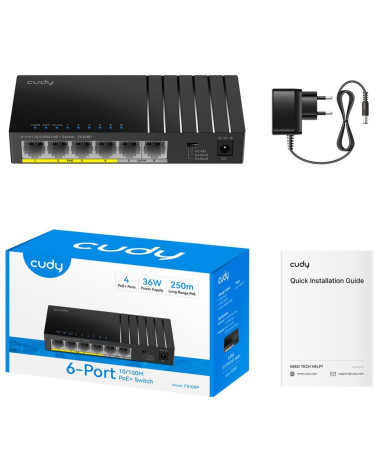 Коммутатор CUDY FS106P 6-Port 10/100M PoE+ Switch 36W