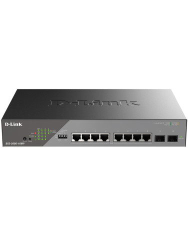 Коммутатор D-Link DSS-200G-10MP/A1A Управляемый L2 коммутатор с 8 портами 10/100/1000Base-T, 2 портами 1000Base-X SFP и DIP-пере
