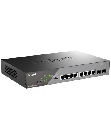 Коммутатор D-Link DSS-200G-10MP/A1A Управляемый L2 коммутатор с 8 портами 10/100/1000Base-T, 2 портами 1000Base-X SFP и DIP-пере
