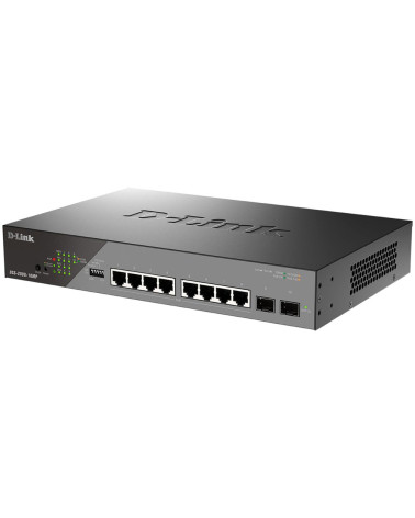 Коммутатор D-Link DSS-200G-10MP/A1A Управляемый L2 коммутатор с 8 портами 10/100/1000Base-T, 2 портами 1000Base-X SFP и DIP-пере