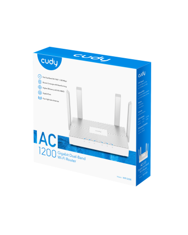 Маршрутизатор CUDY WR1300E AC1200 Gigabit Wi-Fi Router Dual Band, Chipset MediaTek, 3 × 10/100/1000Mbps RJ45 Ports, 4 x 5dBi fix