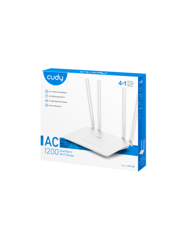 Маршрутизатор CUDY AC1200 Wi-Fi Router Dual Band, Chipset MediaTek, 802.11ac/a/b/g/n, 867Mbps at 5GHz + 300Mbps at 2.4GHz, 5 × 1