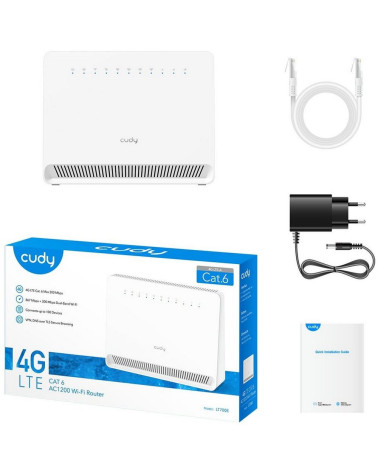 Модем CUDY AC1200 Wi-Fi 4G LTE-Cat6 Gigabit Router, 4 10/100/1000M RJ45 Ports,  Nano SIM Slot, Quectel module inside,build-in 4G