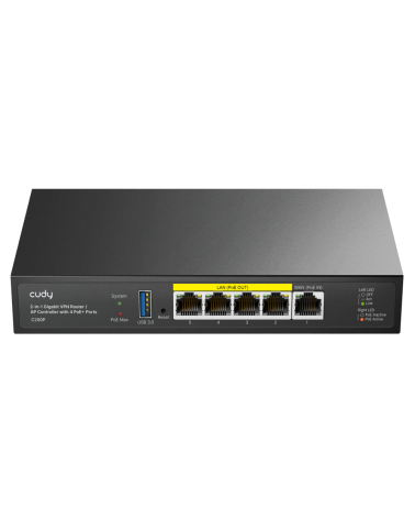 Маршрутизатор CUDY C200P 2-IN-1 SMB Router / AP Controller, 1 Gigabit Ethernet + 4 Gigabit PoE+ PSE Ports + 1 USB 3.0, PSE outpu
