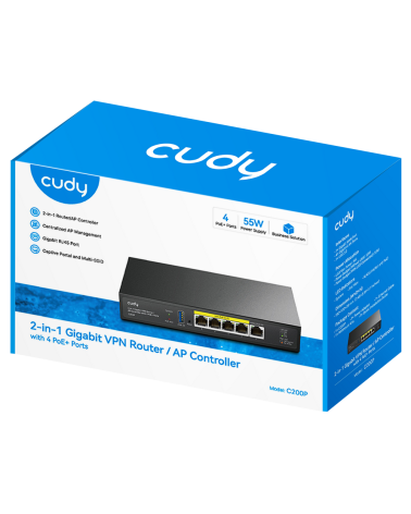 Маршрутизатор CUDY C200P 2-IN-1 SMB Router / AP Controller, 1 Gigabit Ethernet + 4 Gigabit PoE+ PSE Ports + 1 USB 3.0, PSE outpu
